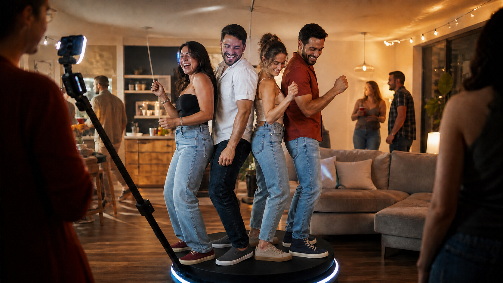 Enyqma 360 photobooth at a house party